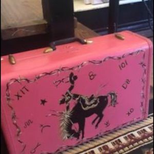 Antique Suitcase in good shape - with western design work n front.